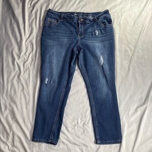 Lane Bryant Size 18 Distressed Jeans with Sequins & Metal Button Pockets